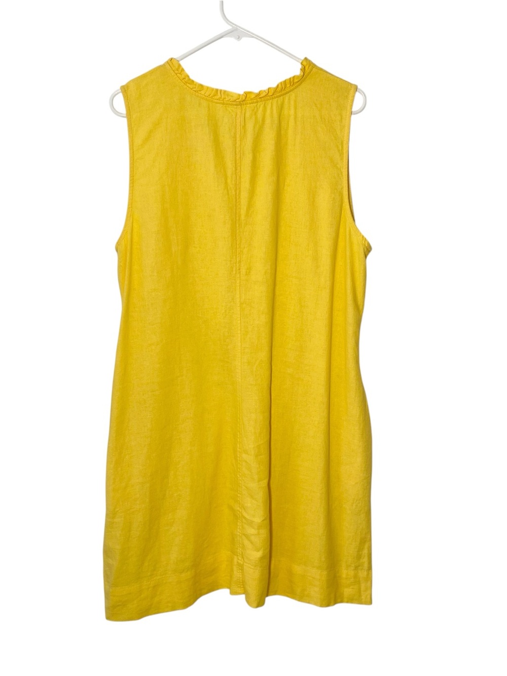 BRIGGS Linen Ruffle Neckline Shift Dress - Picture 4 of 6